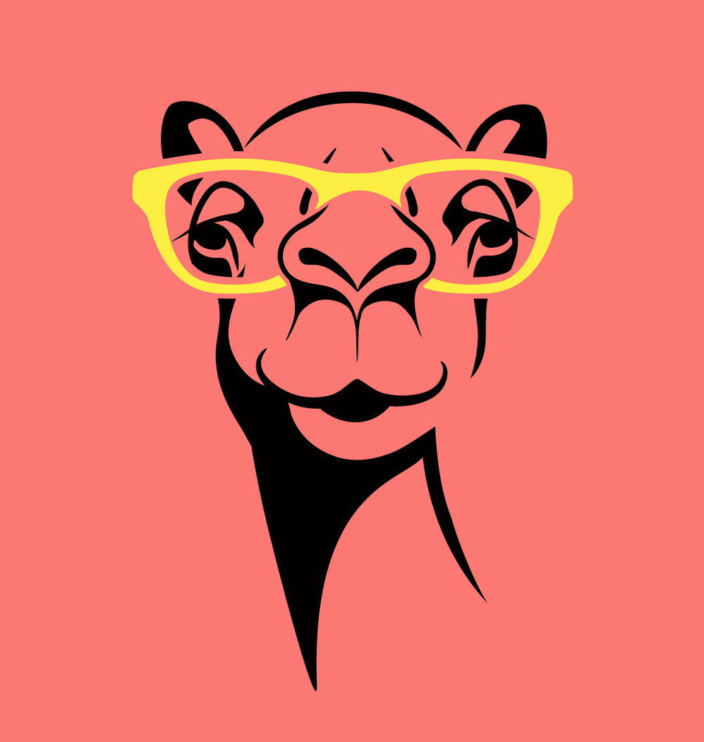 funny camel wearing glasses. vector illustration for T shirt, poster, print design.